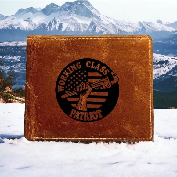 Working Class Patriot Leather Wallet Bifold 100% Genuine Buffalo Premium Quality - Picture 1 of 6